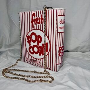 Popcorn Box Design Novelty Bag - Red and White
